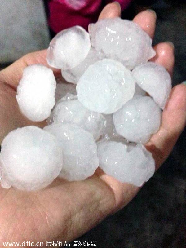 Hailstorm batters Taizhou city