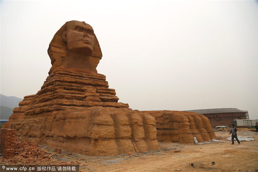 'Egyptian sphinx' built for film shoot in North China