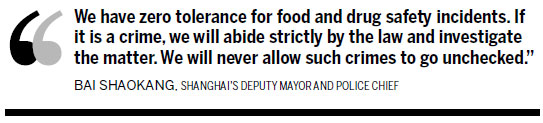 hanghai: 'Zero tolerance' for food violations