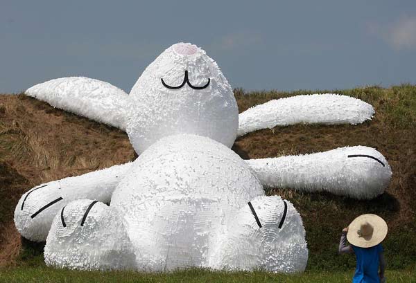 Huge white rabbit: another brainchild of rubber duck creator