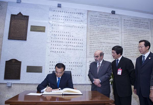 Premier Li meets director-general of UN FAO in Rome