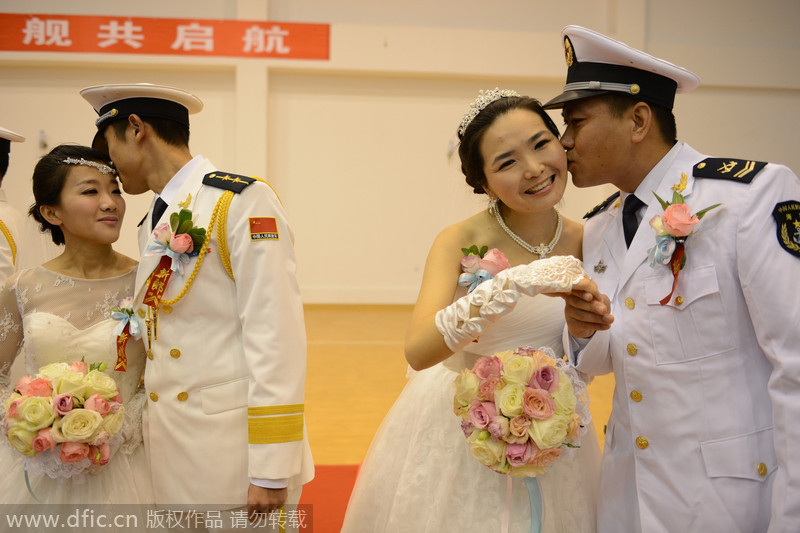 Group wedding before setting sail