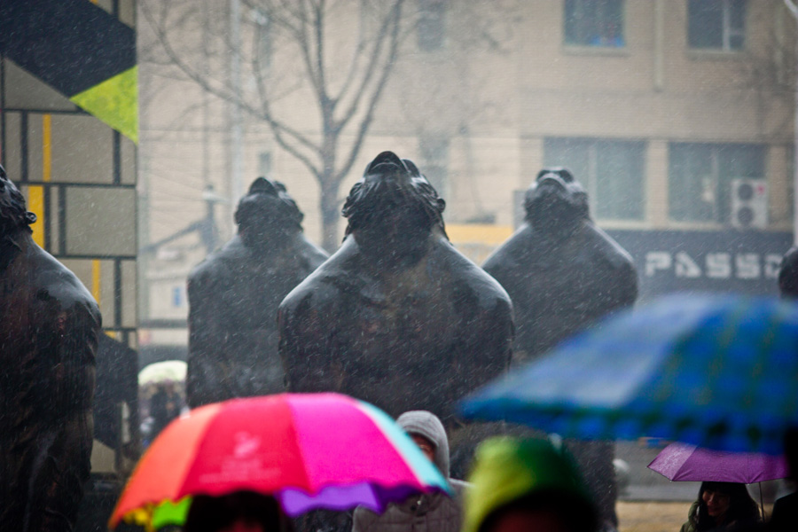 Giant ape statues stun locals in NE China
