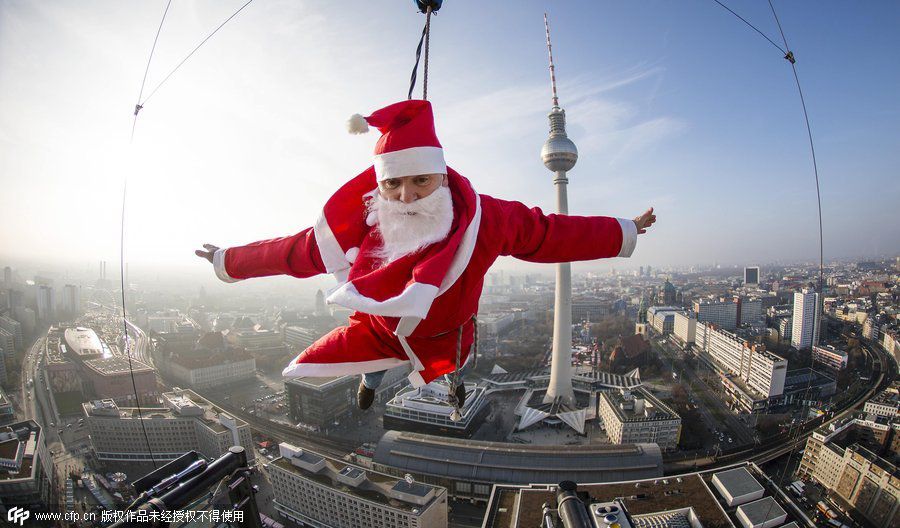 Santa Claus shows off skills