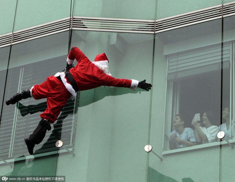 Santa Claus shows off skills