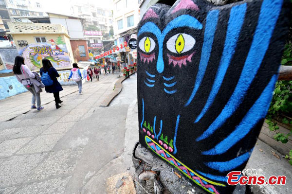 Cat-themed street catches attention in Xiamen