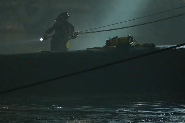 Rescuers fought bad weather at night