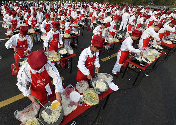 Frying up four tons of fried rice