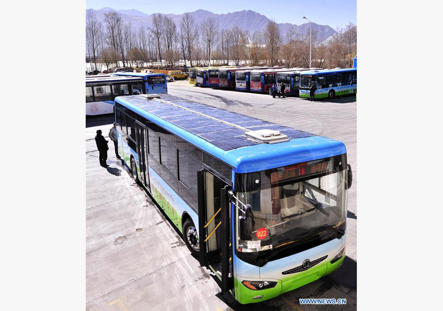 First solar powered public bus operates in Tibet