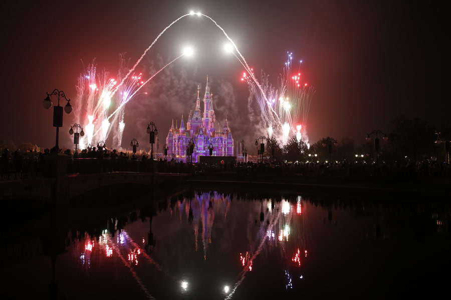 Fireworks light up Shanghai Disneyland