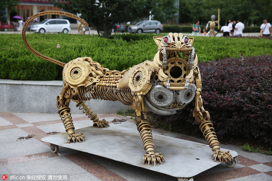 Students turn scrap parts into animal statues