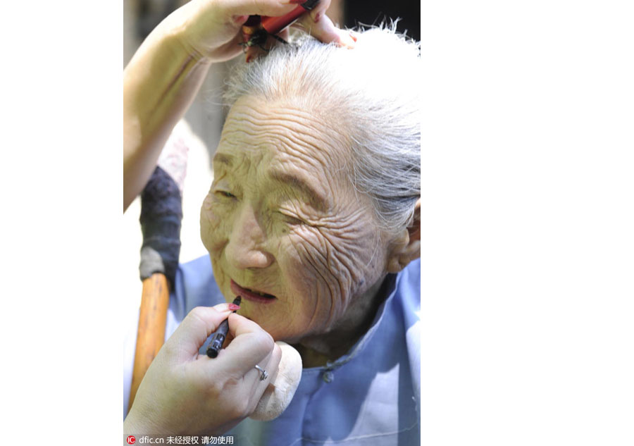 Centenarian couple embrace diamond wedding anniversary