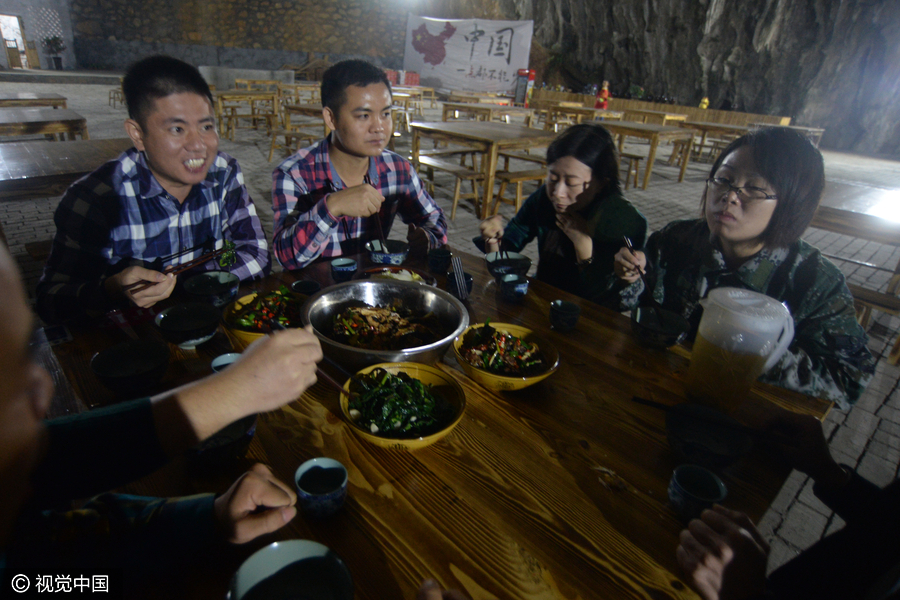 Dine deep underground in a cave