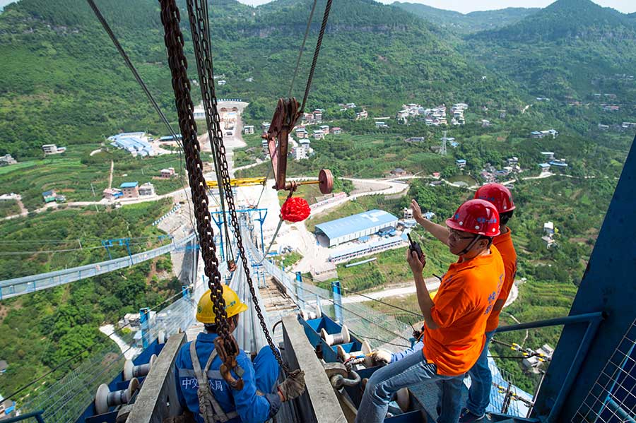 Longest suspension bridge achieves milestone