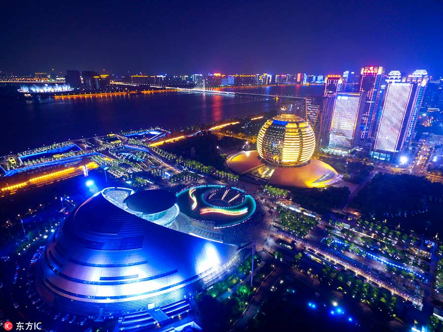 An aerial view of China's night life