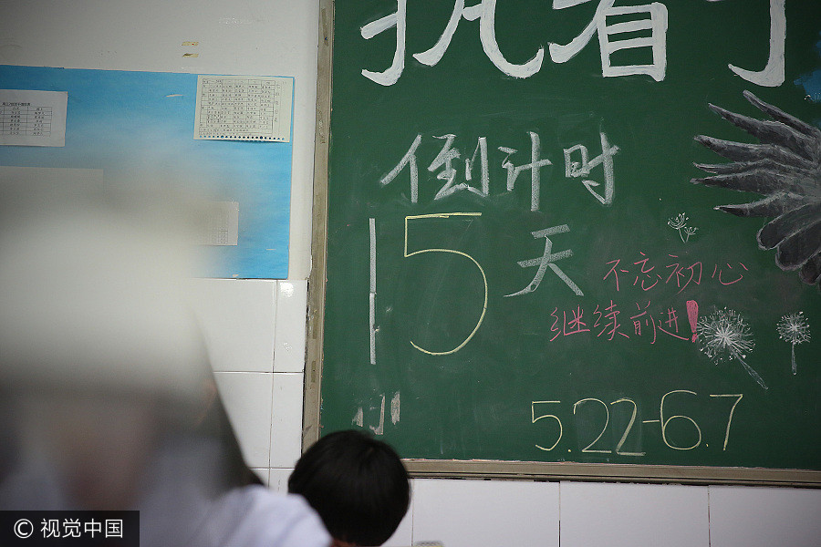 Students knuckle down ahead of <EM>gaokao</EM>