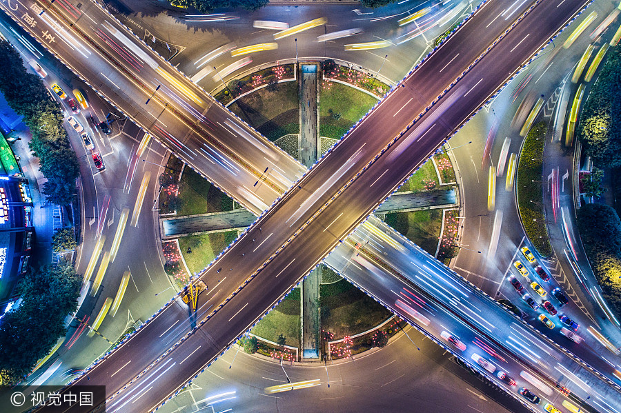 Chongqing overpasses an impressive sight from the air