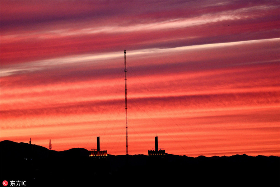 Different shades of Beijing sky: Blue to violet