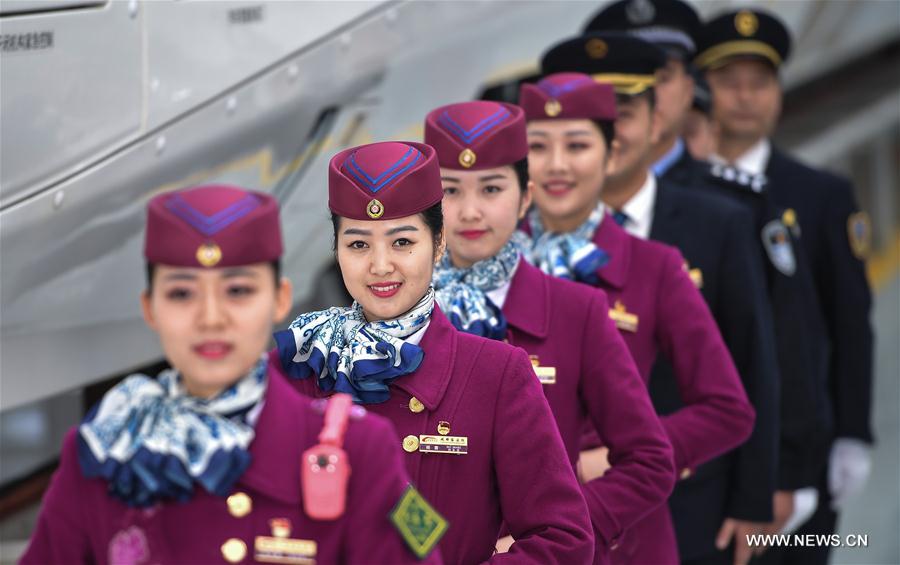 Crew members of high-speed trains linking Xi'an, Chengdu