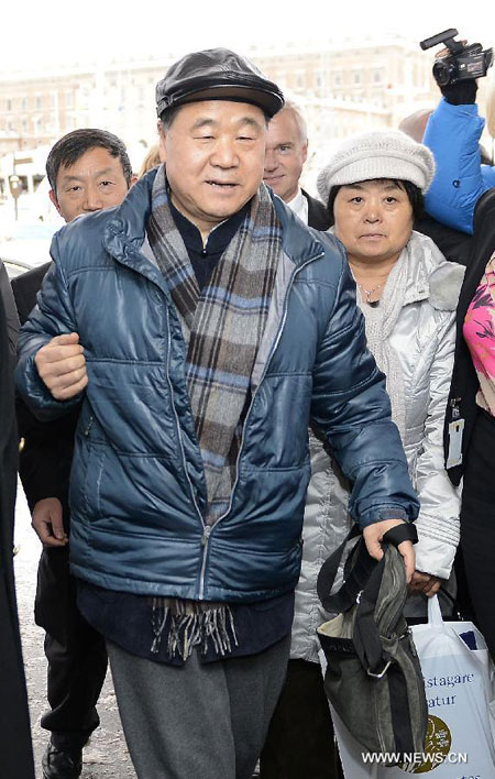 Mo Yan arrives in Stockholm for Nobel Prize ceremonies