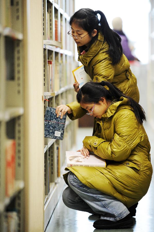 People read books at library in Spring Festival