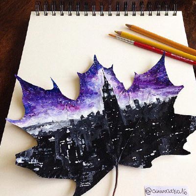 Painting on fallen leaves