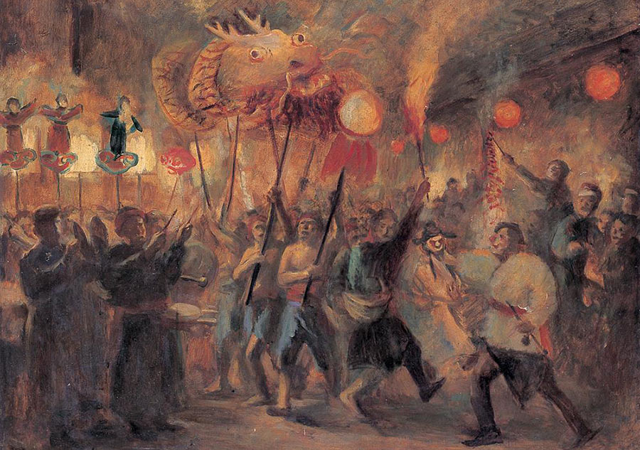 Lantern Festival in the Chinese paintings