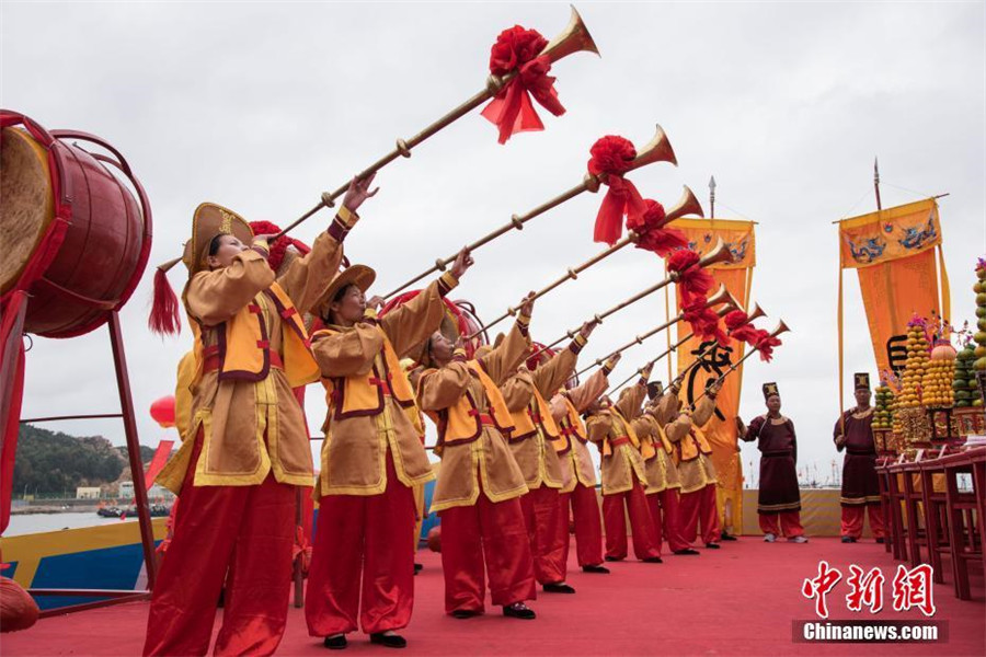 Ceremony held to worship Sea Goddess Mazu in E China's Fujian