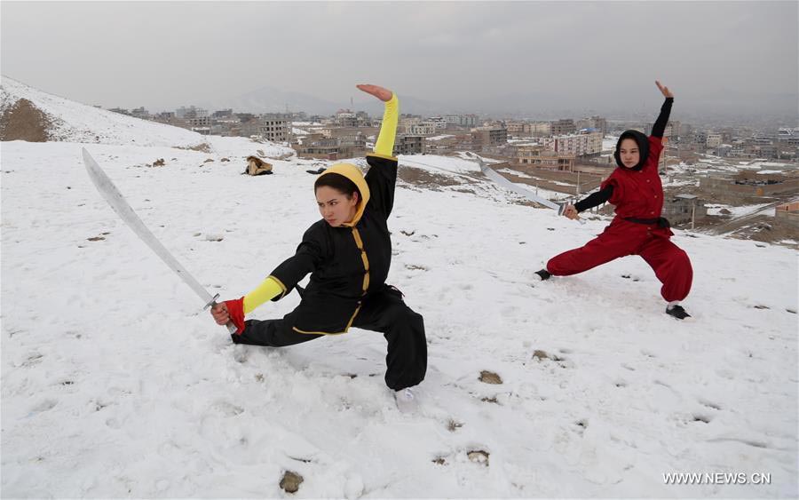 Girls practice Shaolin martial arts in Kabul, Afghanistan