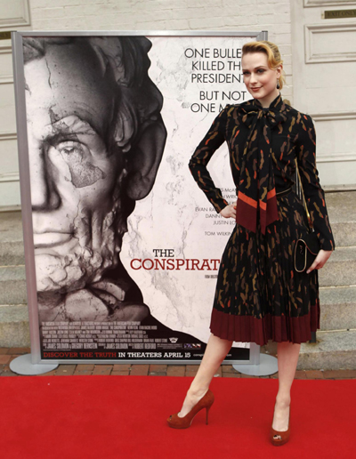 Evan Rachel Wood at the premiere of 'The Conspirator' in NY