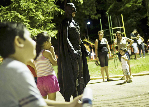 Batman patrols streets in Brazil