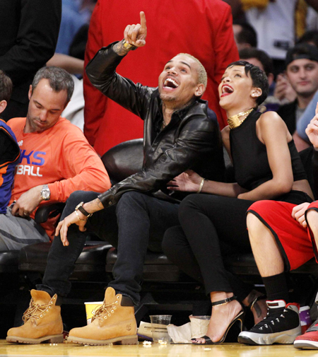 Chris Brown and Rihanna go to NBA game