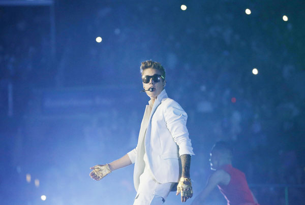 Justin Bieber performs during his Believe Tour