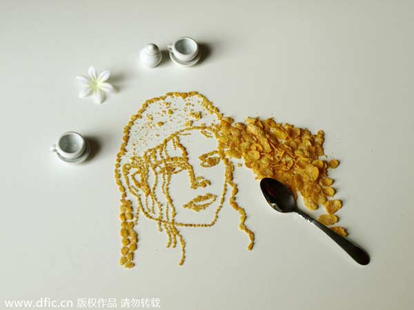 Creative corn flake portraits