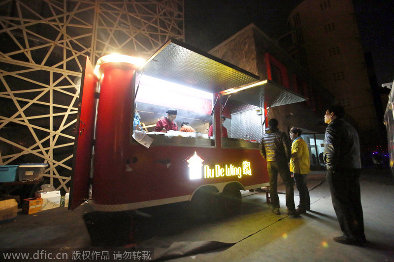 Modern food van with ancient look in Shanghai