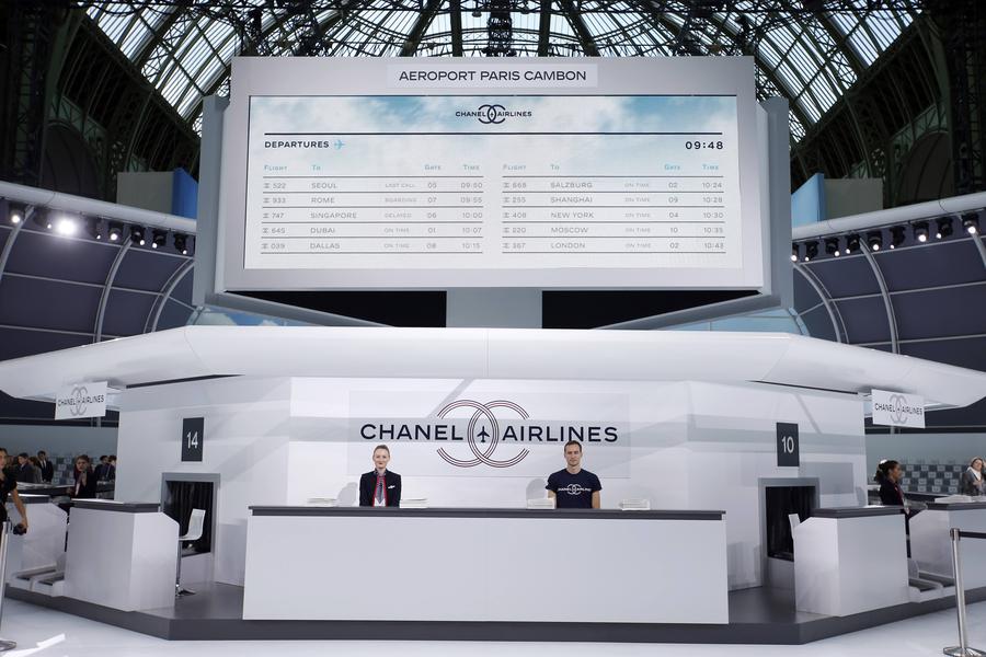 All aboard Chanel Airways as Lagerfeld's imagination takes flight