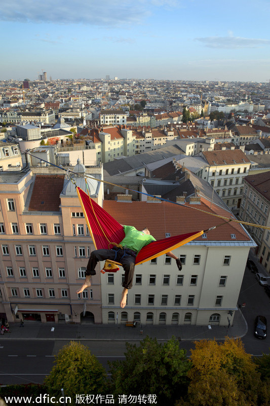 Thrillseeker enjoys the hammock in the sky