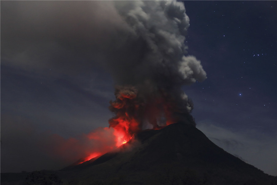 Mount Sinabung erupts