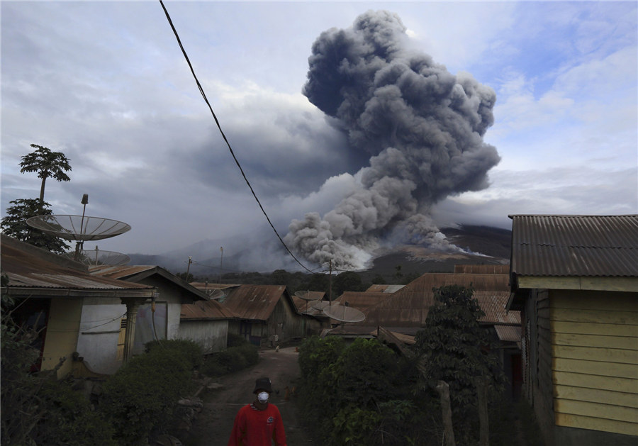 Mount Sinabung erupts