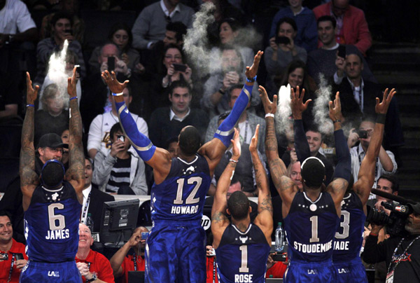 NBA All-Star game starts with chalk-throwing ritual