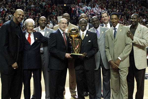 Jordan, Pippen attend Bulls' 1st NBA title celebration