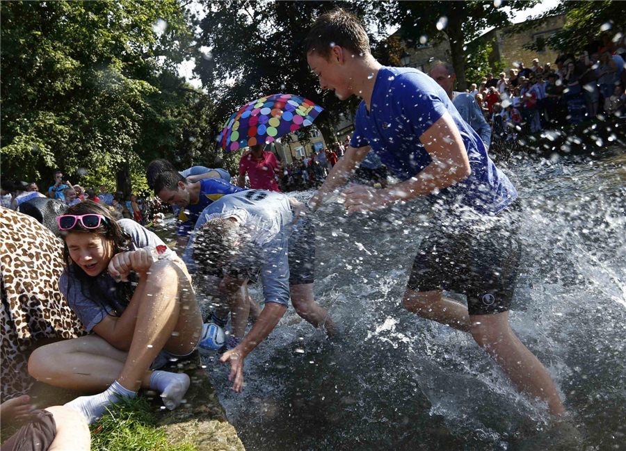 Annual river soccer match trots into village