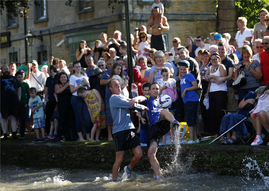 Annual river soccer match trots into village