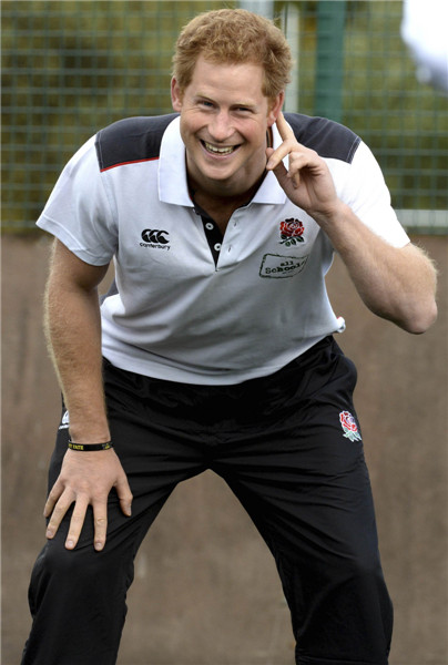 Prince Harry gets in game on the rugby pitch