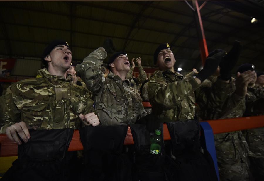 British, German soldiers play Christmas truce centenary match