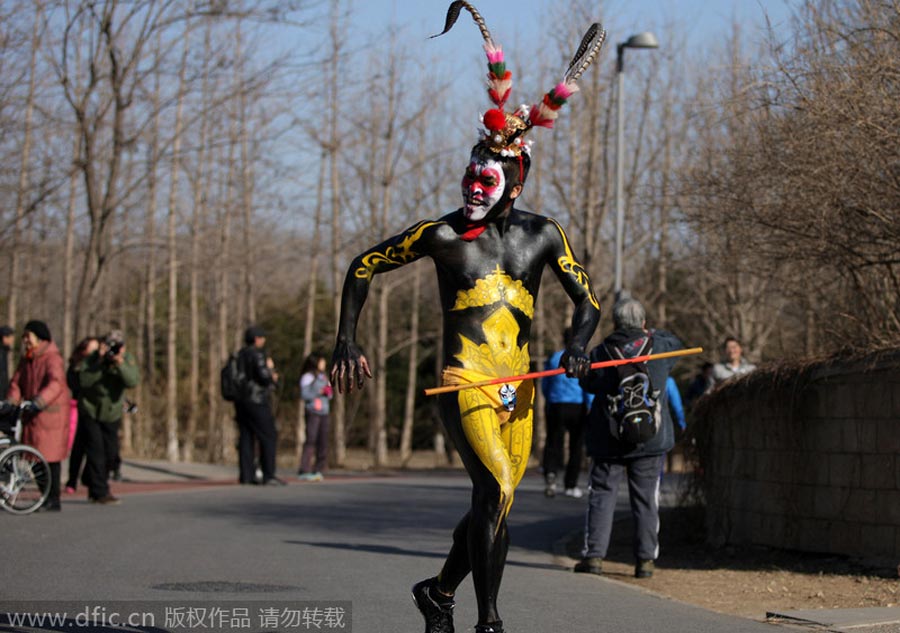 Monkey king, angel and superwoman at Beijing's 'naked run' race