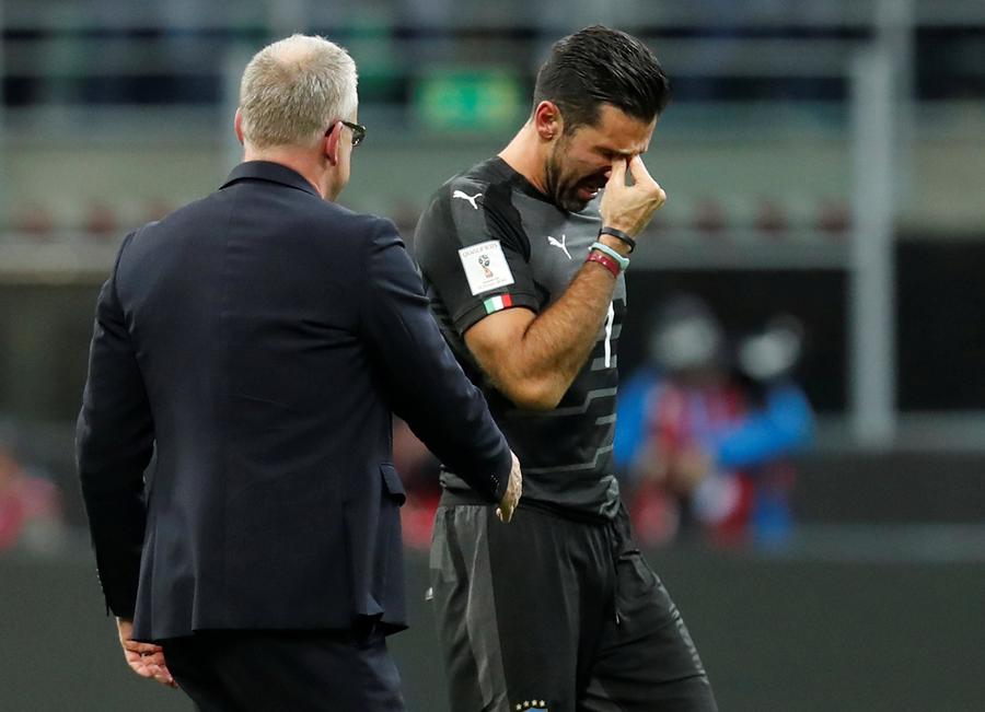 Buffon bids teary farewell as misfiring Italy fail to reach World Cup in 60 years