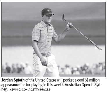 Spieth's Sydney sojourn comes with cash splash