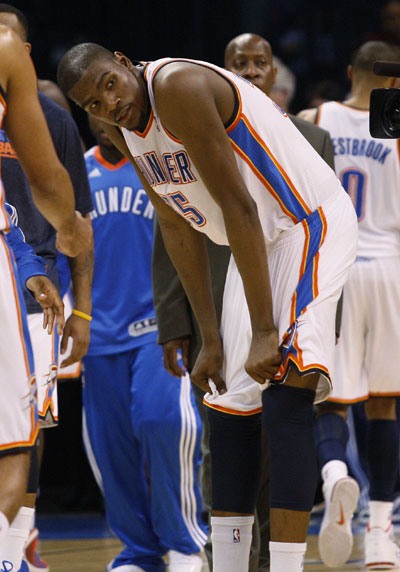 Durant limps out of game