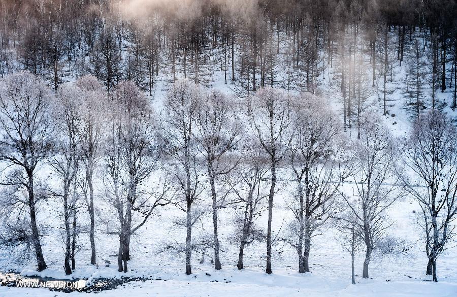 Marvelous scenery of Halha River in morning mist